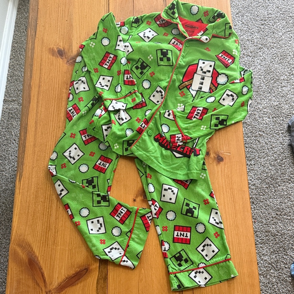 Green Minecraft Kids Pajamas